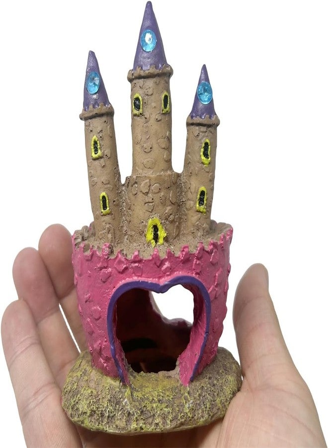 Odebyata Small Cartoon Aquarium Castle Decor, Mini Cute Pink Castle Hide Cave Hideouts for Small Fishes Shrimp Crab Fish Larvaes Cichlid, Princess Style Castles Statue Birthday Party Table Decor - 11 x 8 cm - Image 5
